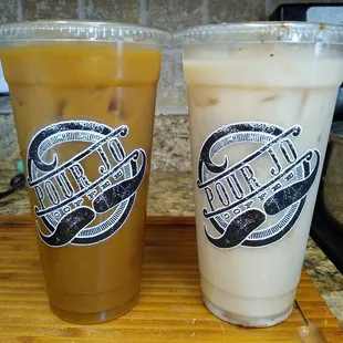 Large tumeric honey with orange and horchata latte