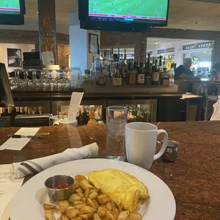 Parisian omelette and coffee