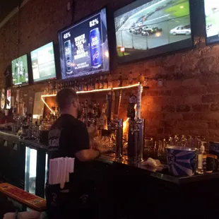a bartender at the bar