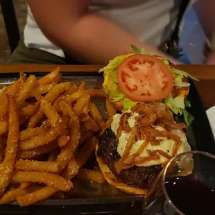 Cheese burger and fries