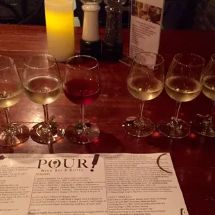 Sweet &amp; CA white wine flights