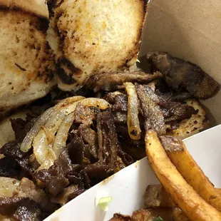 Sliders from poutine and slider combo (no dairy for me so imagine it with cheese! )