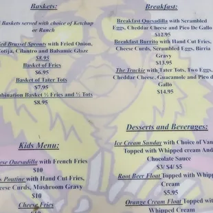 menu