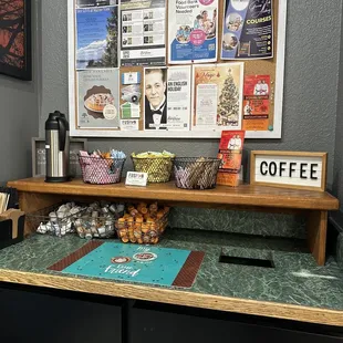  counter with coffee and pastries