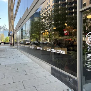 a coffee shop on a city street