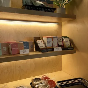 a shelf of food items in a store