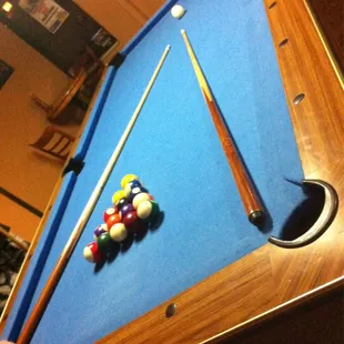 They have two tables....and a microphone.