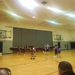 Basketball game at the park