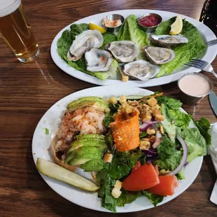 Went for oysters and salad. Overall,  well, I would say OK for a small town, can't expect more.