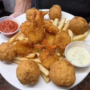 Fried Shrimp Fridays with homemade hush puppies