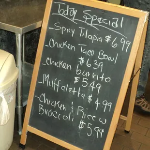 Different specials each day of the week