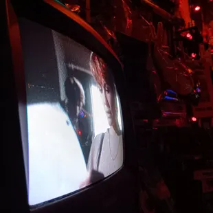 They were showing E.T. on a tiny TV on the bar