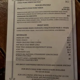 Food and non-alcoholic drink menu 5/13/2023