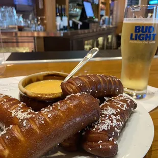Pretzel Breadsticks and Bud Light