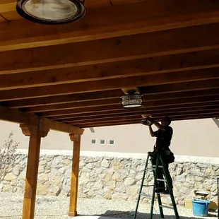 Outdoor lighting on a pergola