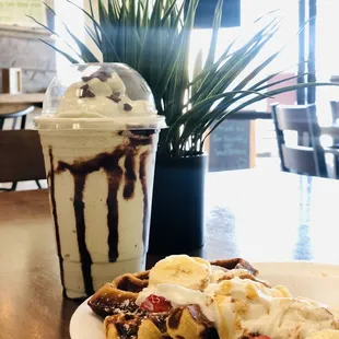 Mint Chocolate Protein Shake &amp; Protein Waffles