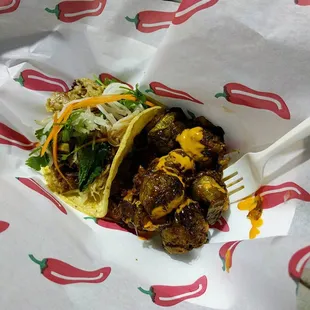 carnitas taco &amp; deep fried Brussels sprouts. delicious.