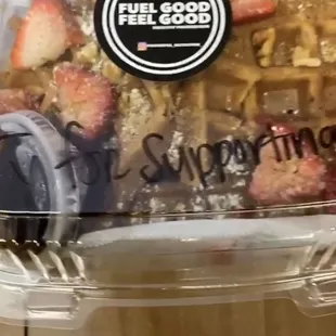 Protein waffles with walnuts and strawberries