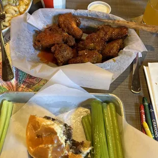 Wings and burger