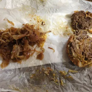 To the left, ONIONS !! At least an inch high.