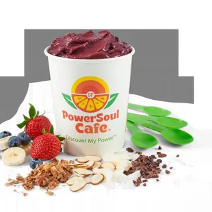 Family pack 32 oz size of Organic Ah-Sigh-EE Soulful Bowl and three servings of five Toppings