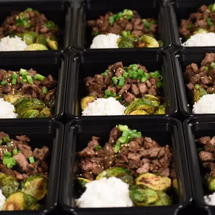 Korean Beef w/ Brussel Sprouts, Basmati Rice