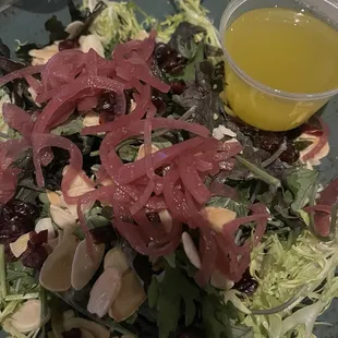 House salad cranberry, almonds and a champagne vinaigrette to die for