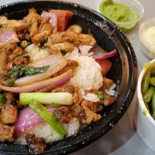 Pollo Saltado &amp; side of green beans
