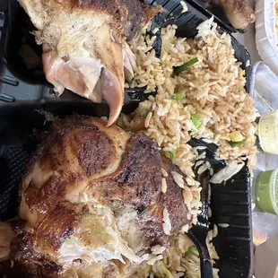 Half chicken with fried rice