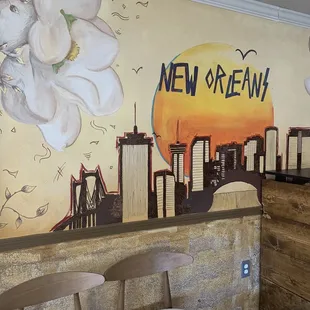 Siting area, art work in restaurants.