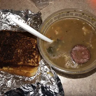 $8 gumbo $2.50 grill cheese