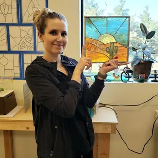 Five Week Stained Glass student