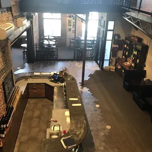 the tasting area from the second floor