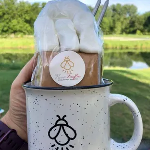 S'mores kit and their branded mugs