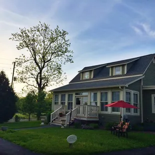 The main house at dusk.
