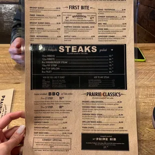menu and prices