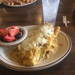 Huge campfire omelette, always delicious