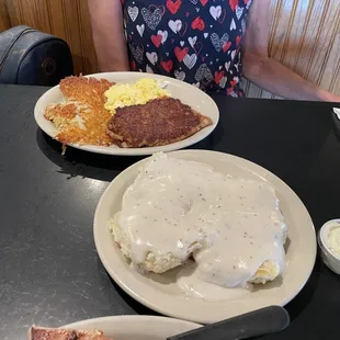 Scrambled with Corn Beef Hash and Biscuits and Gravy