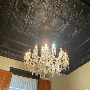 Ceiling and chandelier