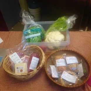 Late Fall weekly CSA shares featuring local produce, protein, and bread