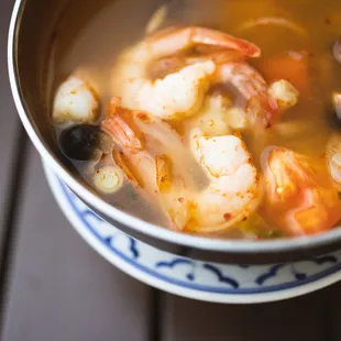 a bowl of soup on a table