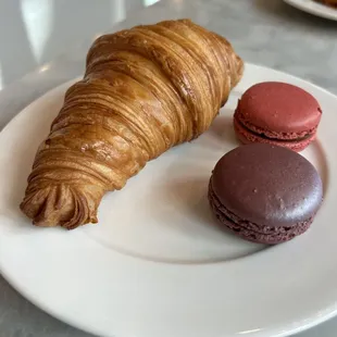 Croissant and macarons