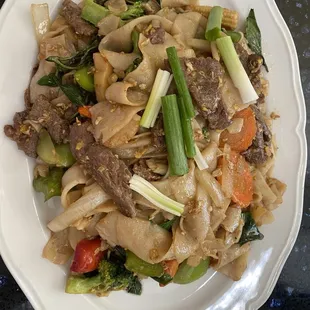 Drunken Noodles with beef and veggies.  The best!