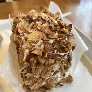 a piece of cake on a tray