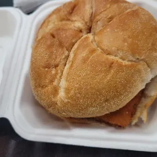 Fish sandwich. More bread than fish