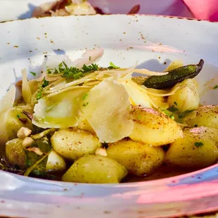 Porcini Gnocchi. With a deep nutty flavor. Really really good!