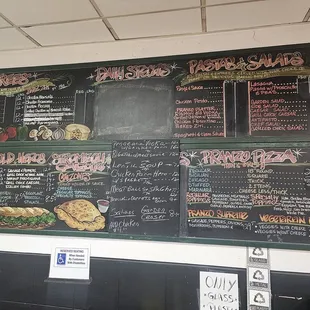 a menu on the wall