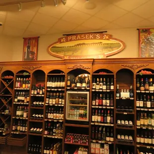 shelves of wine