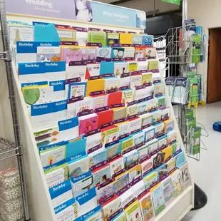 a display of greeting cards