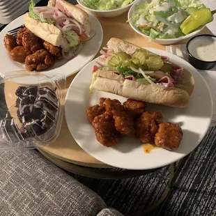 Boneless Wings Garden Salad Chocolate Fudge Cake Genoa Salami Sub